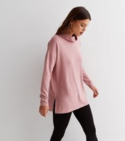 New Look Mid Pink Brushed Fine Knit Cowl Neck Long Top